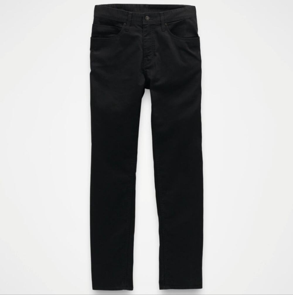 NWT PrAna Bridger Performance Stretch Slim Tapered Jeans Black Men’s 36x30